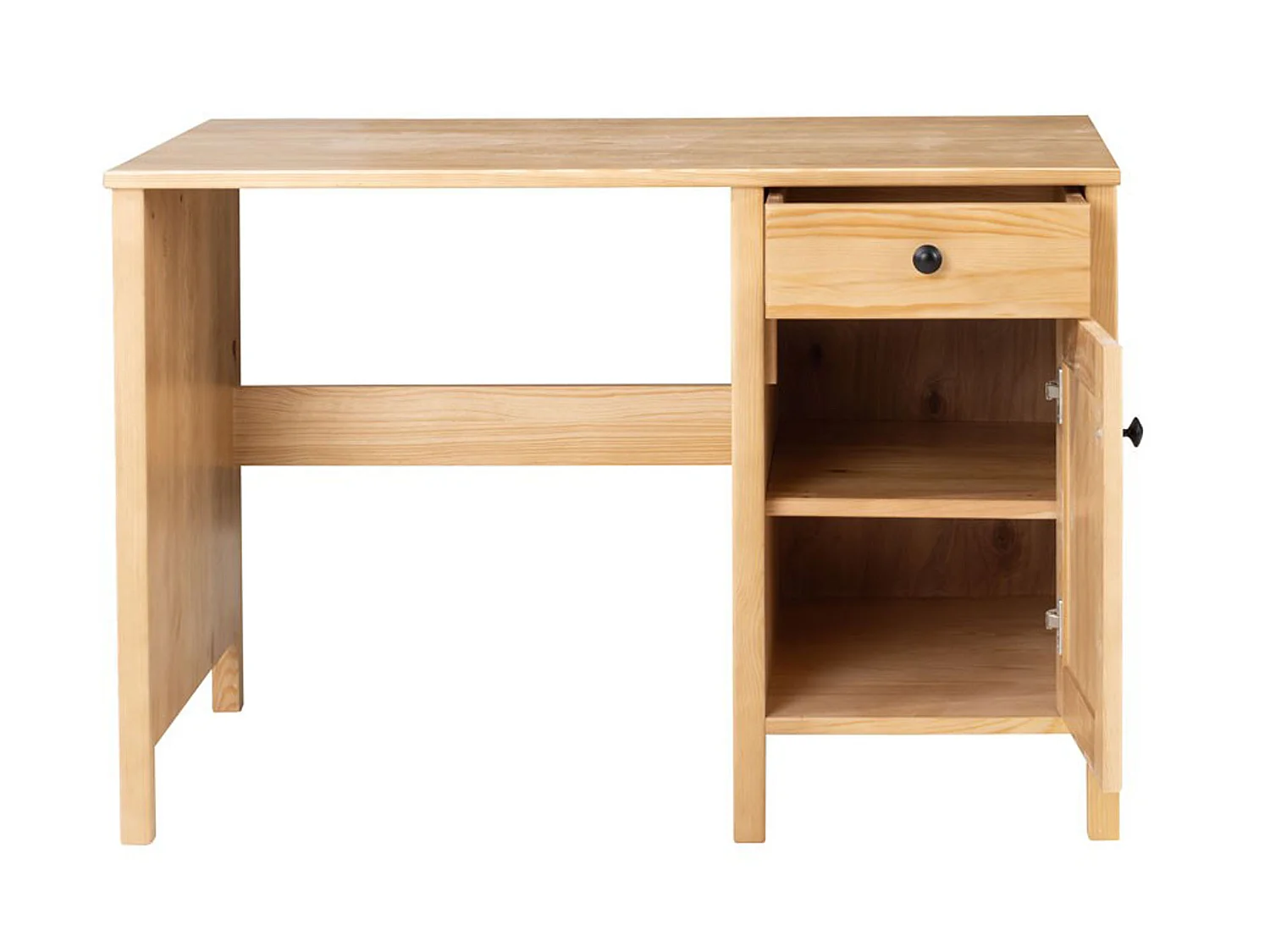 Biurko 110 cm drewniane z drzwiczkami i szufladą Prestige, kolor dębowy