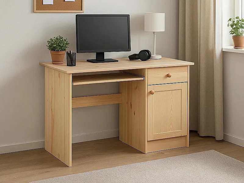 Biurko 110 cm drewniane Modern, sosnowe