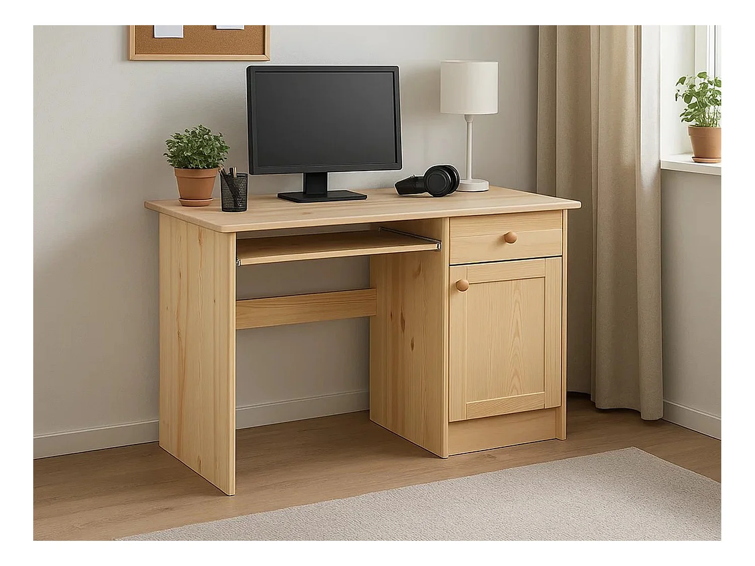 Biurko 110 cm drewniane Modern, sosnowe