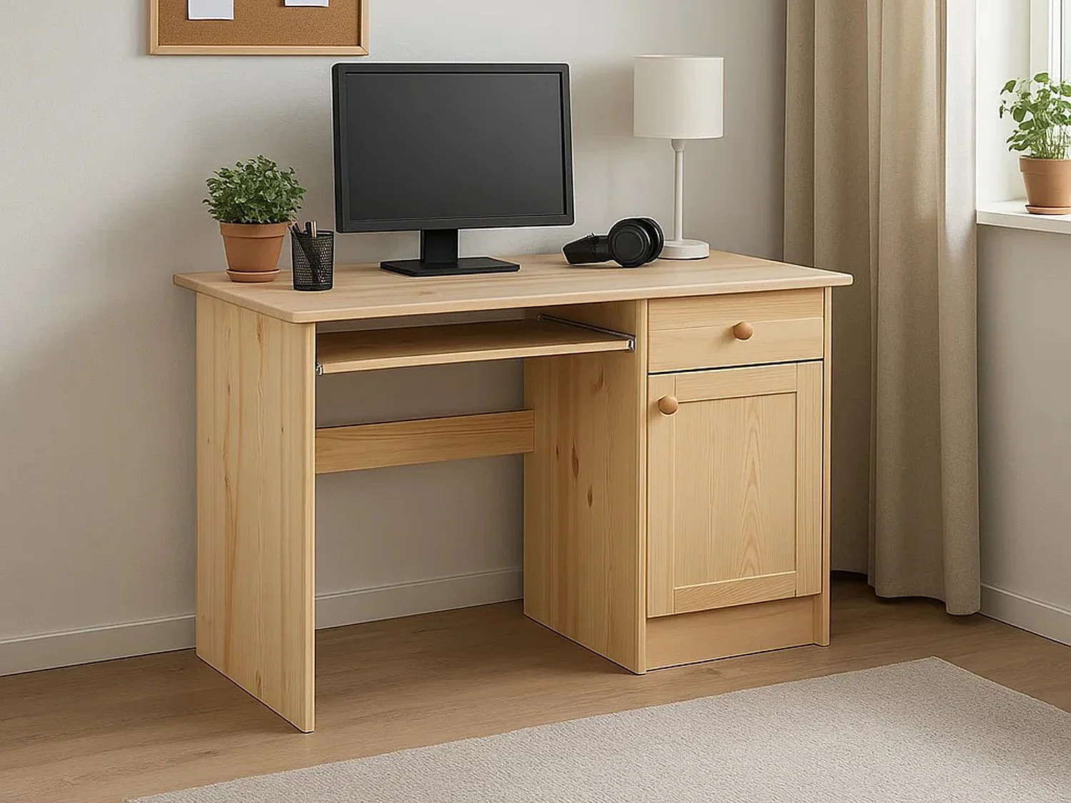 Biurko 110 cm drewniane Modern, sosnowe