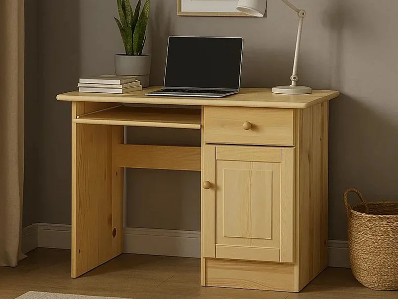 Biurko 110 cm drewniane małe Classic, sosnowe