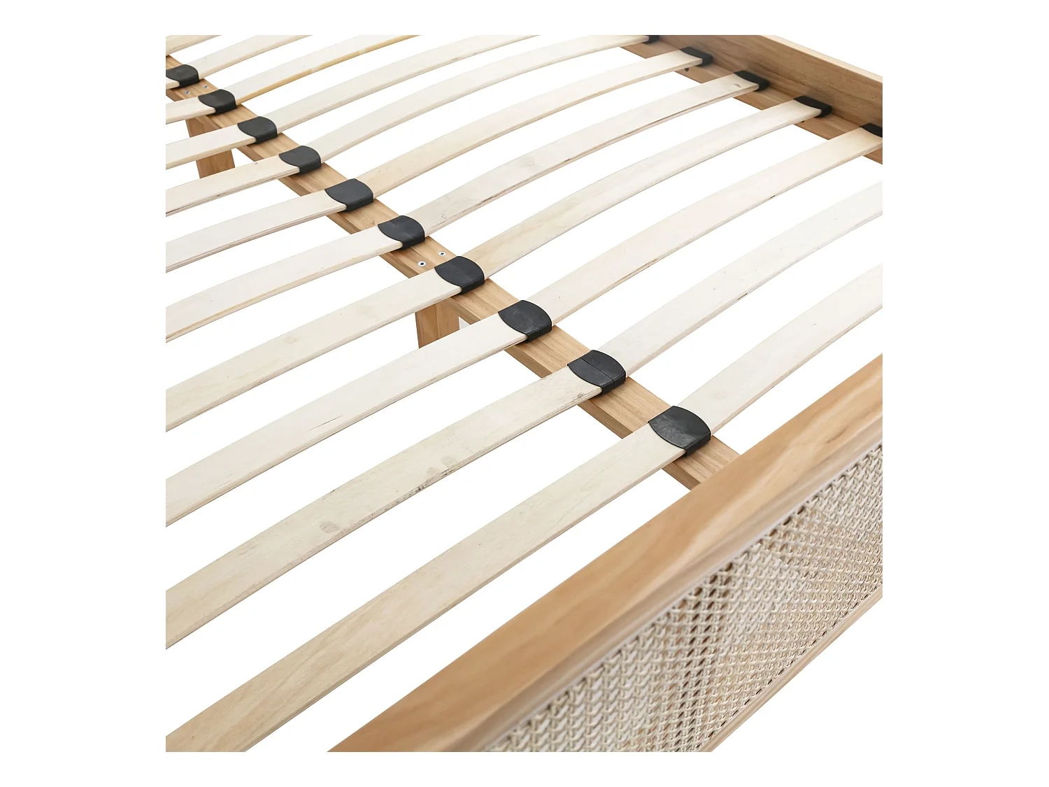 Chambre lit cannage avec commode bois naturel ANNA 160x200 - ANNA