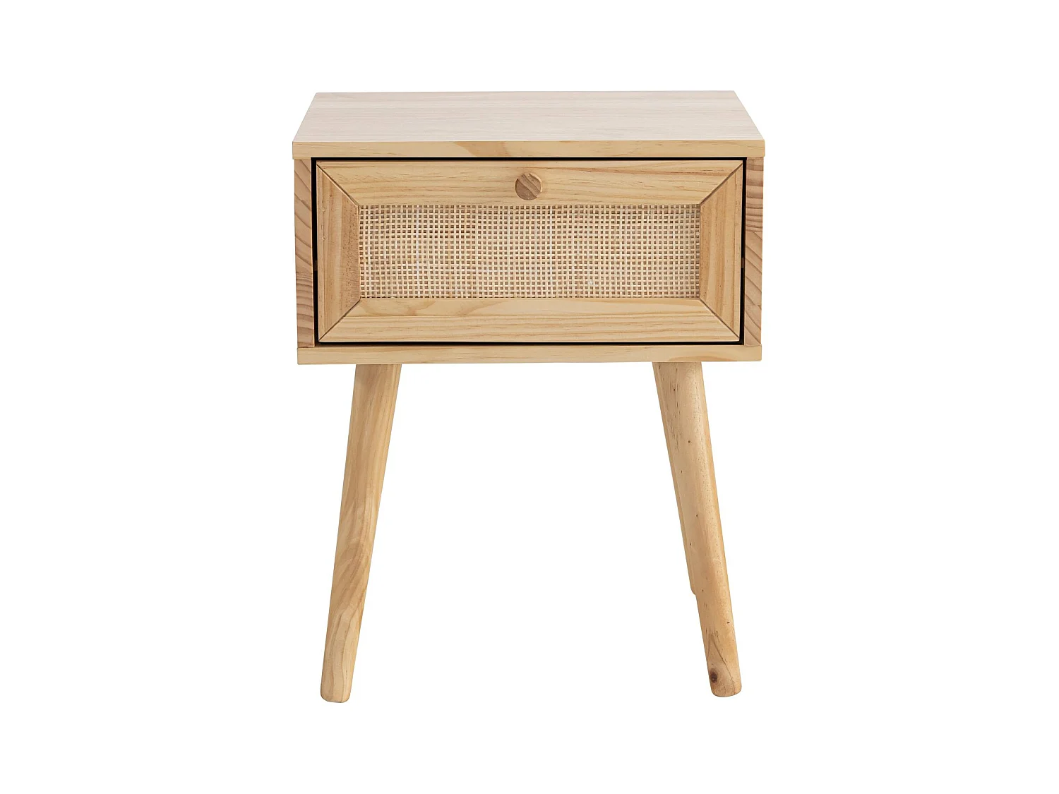 Chambre lit cannage enfant et chevet bois naturel ANNA 90x200 - ANNA