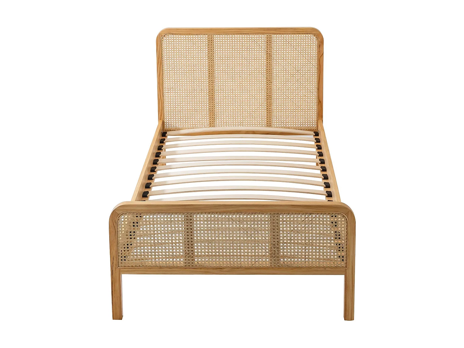 Chambre lit cannage enfant et chevet bois naturel ANNA 90x200 - ANNA