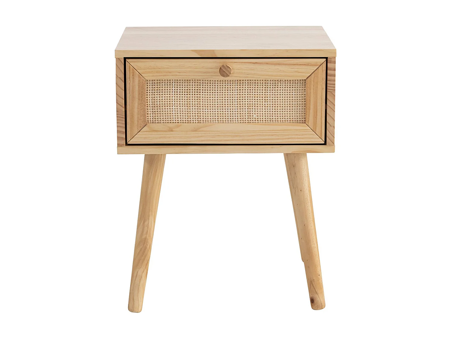 Chambre lit cannage enfant et chevet bois naturel ANNA 90x200 - ANNA