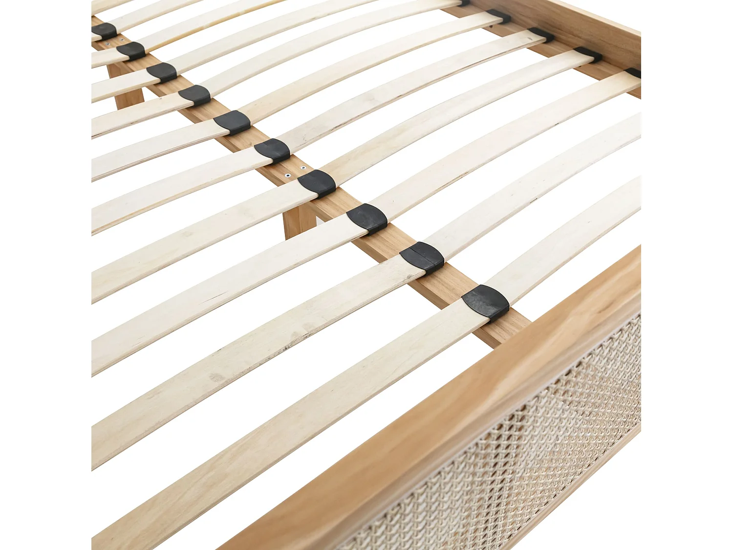 Chambre lit cannage avec commode bois naturel ANNA 140x190 - ANNA