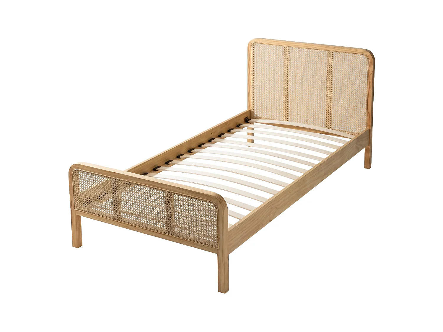 Chambre complète lit cannage enfant avec commode et chevet bois naturel ANNA 90x200 - ANNA
