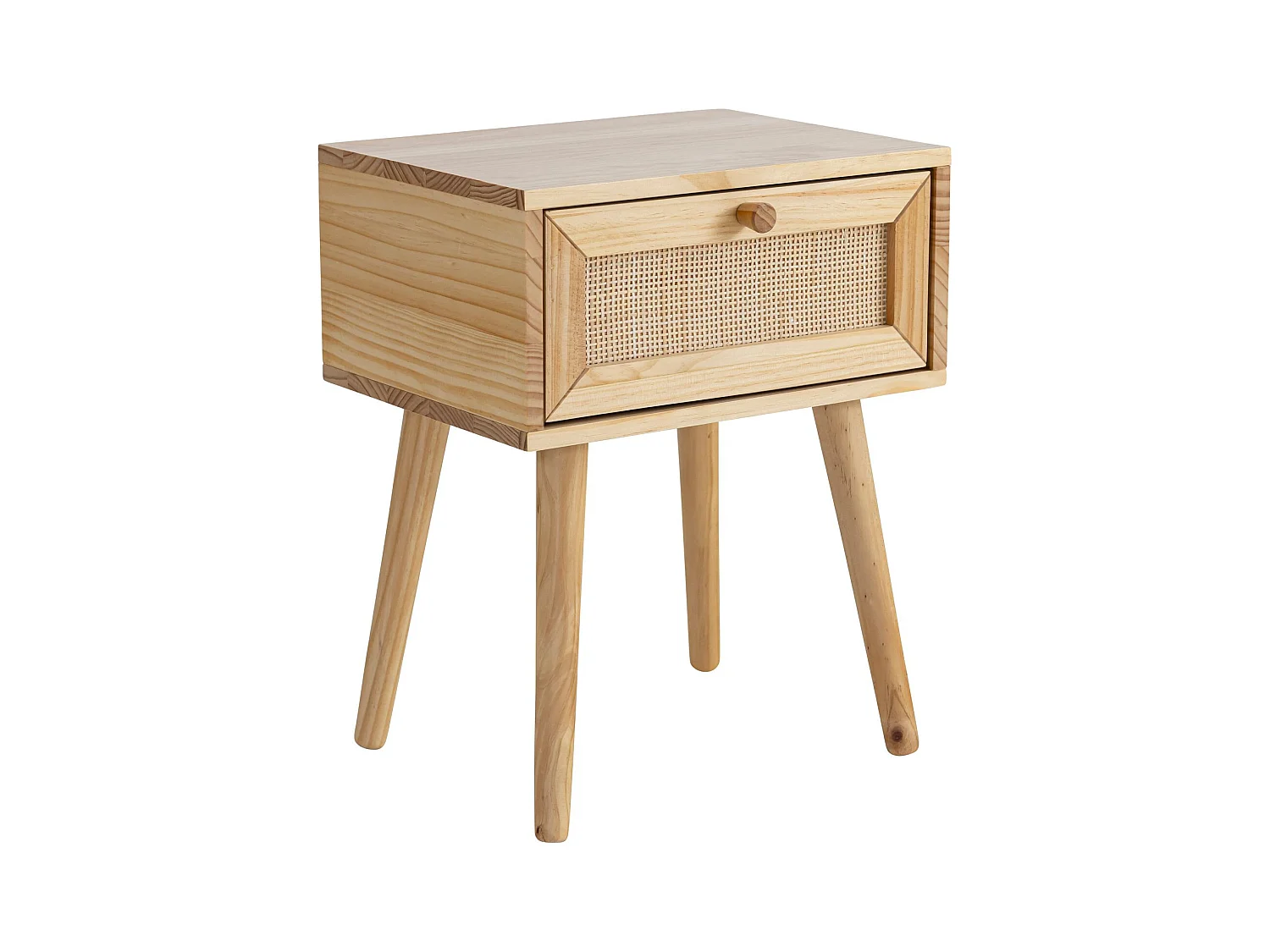 Chambre complète lit cannage enfant avec commode et chevet bois naturel ANNA 90x200 - ANNA