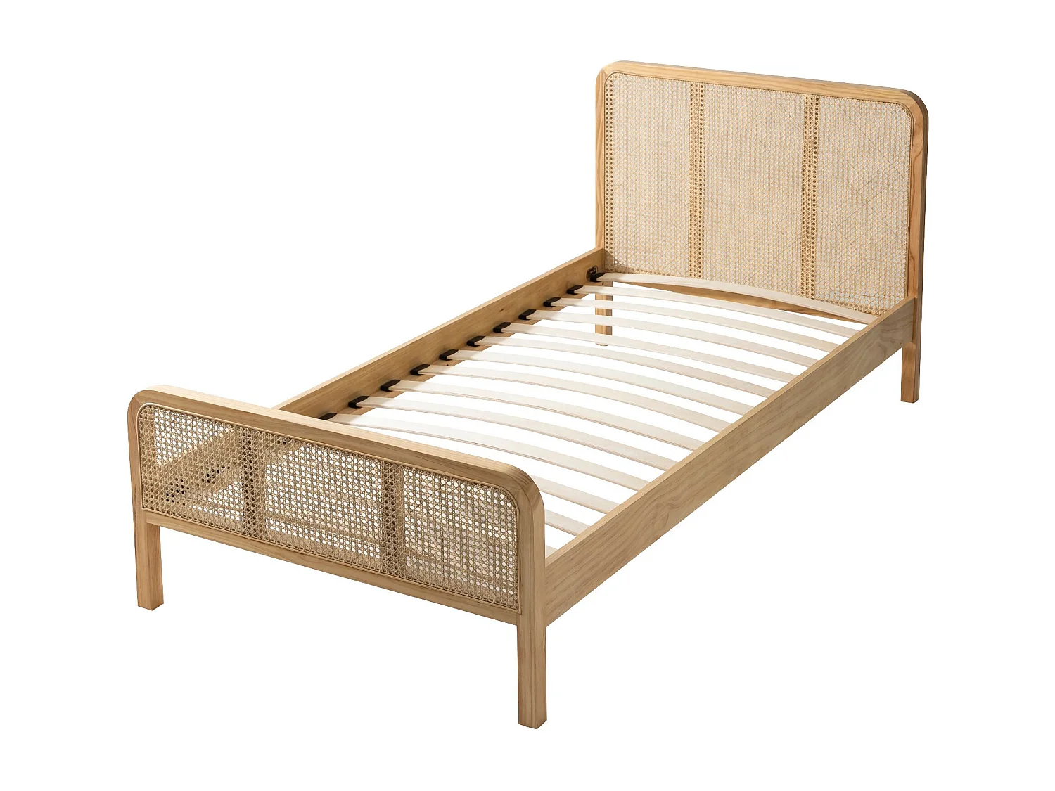 Chambre complète lit cannage enfant avec commode et chevet bois naturel ANNA 90x200 - ANNA