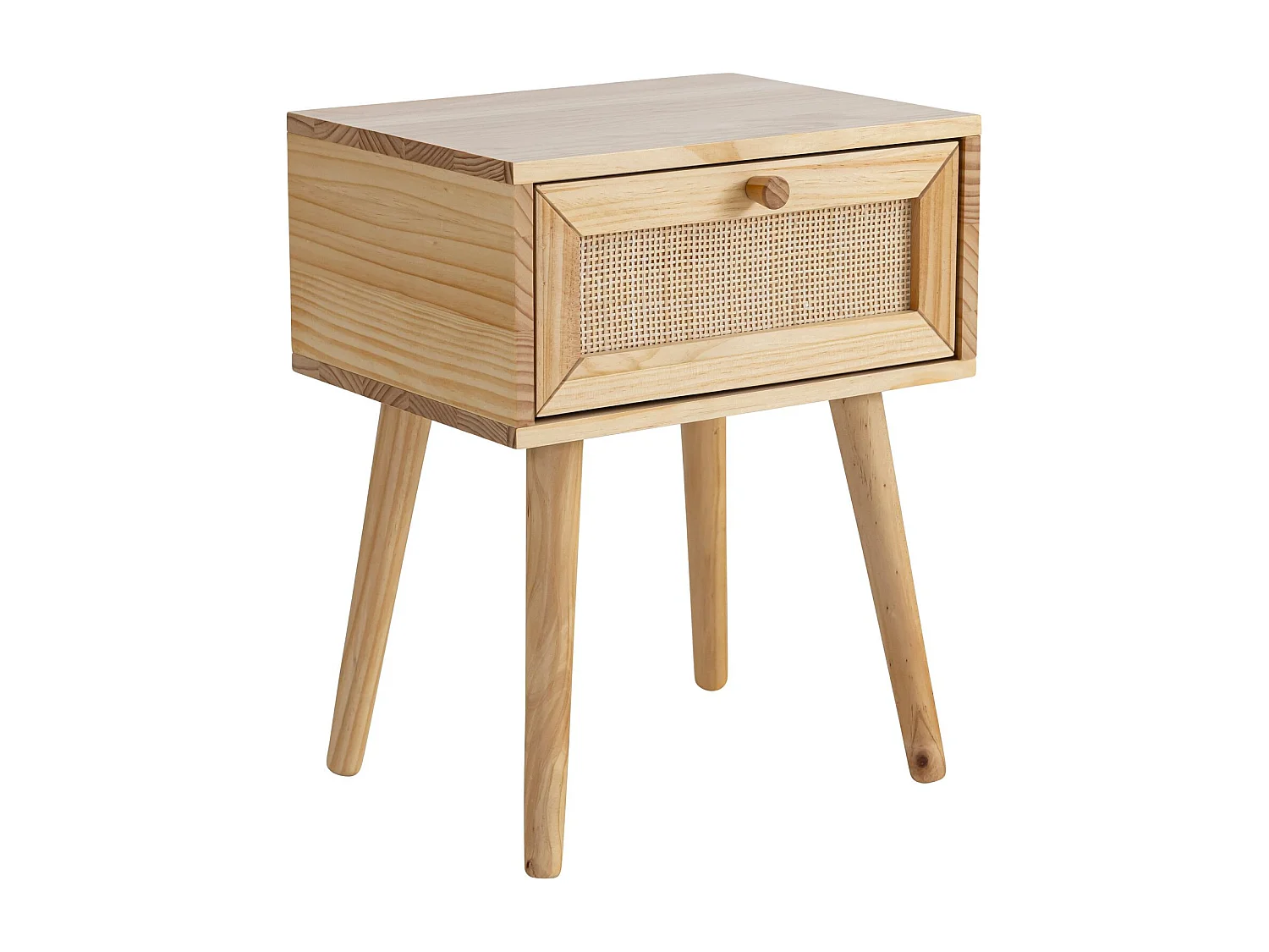 Chambre complète lit cannage enfant avec commode et chevet bois naturel ANNA 90x200 - ANNA