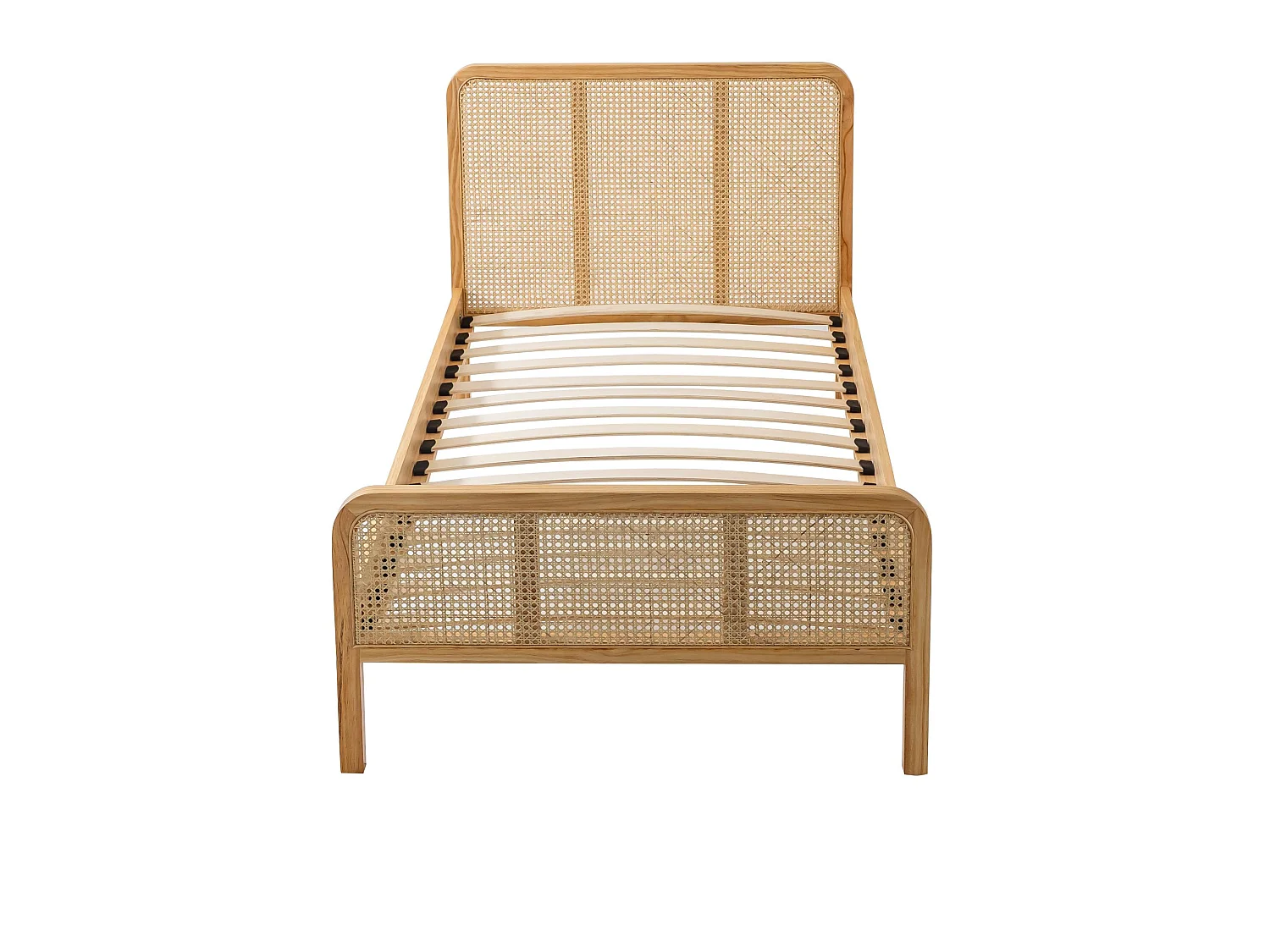 Chambre complète lit cannage enfant avec commode et chevet bois naturel ANNA 90x200 - ANNA