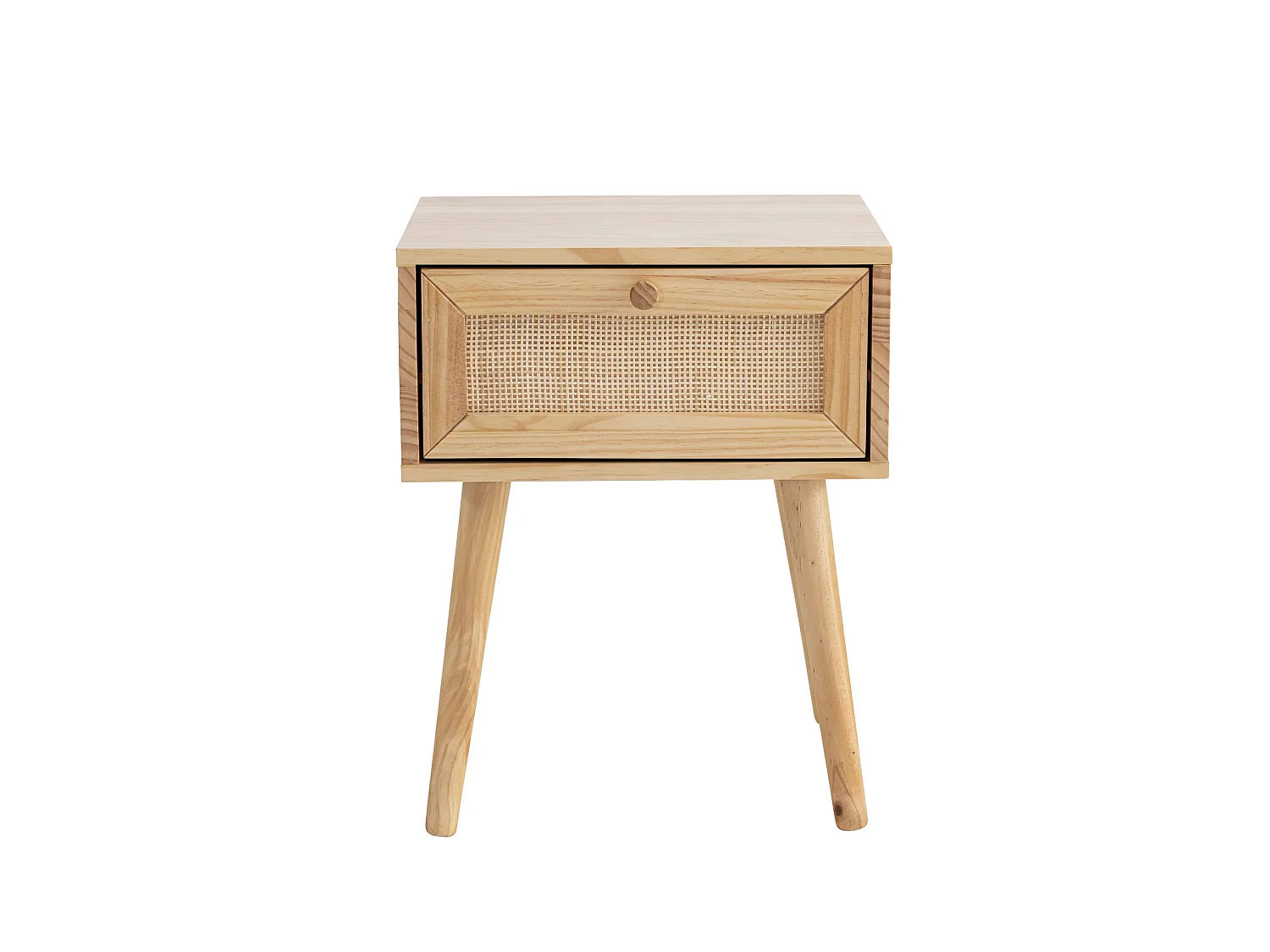 Chambre complète lit cannage enfant avec commode et chevet bois naturel ANNA 90x200 - ANNA