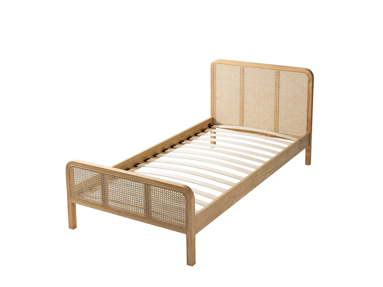 Chambre complète lit cannage enfant avec commode et chevet bois naturel ANNA 90x200 - ANNA