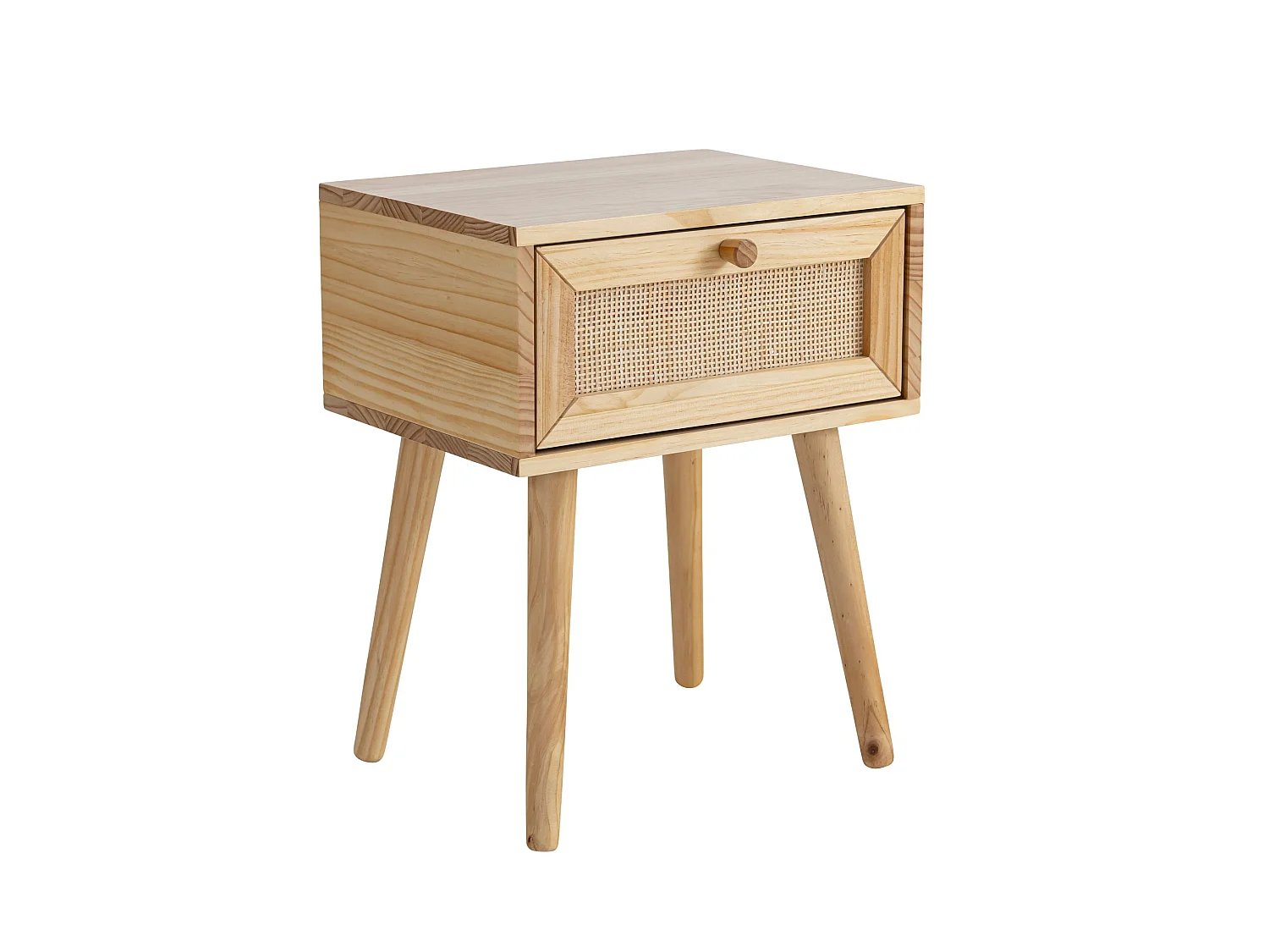 Chambre complète lit cannage enfant avec commode et chevet bois naturel ANNA 90x200 - ANNA