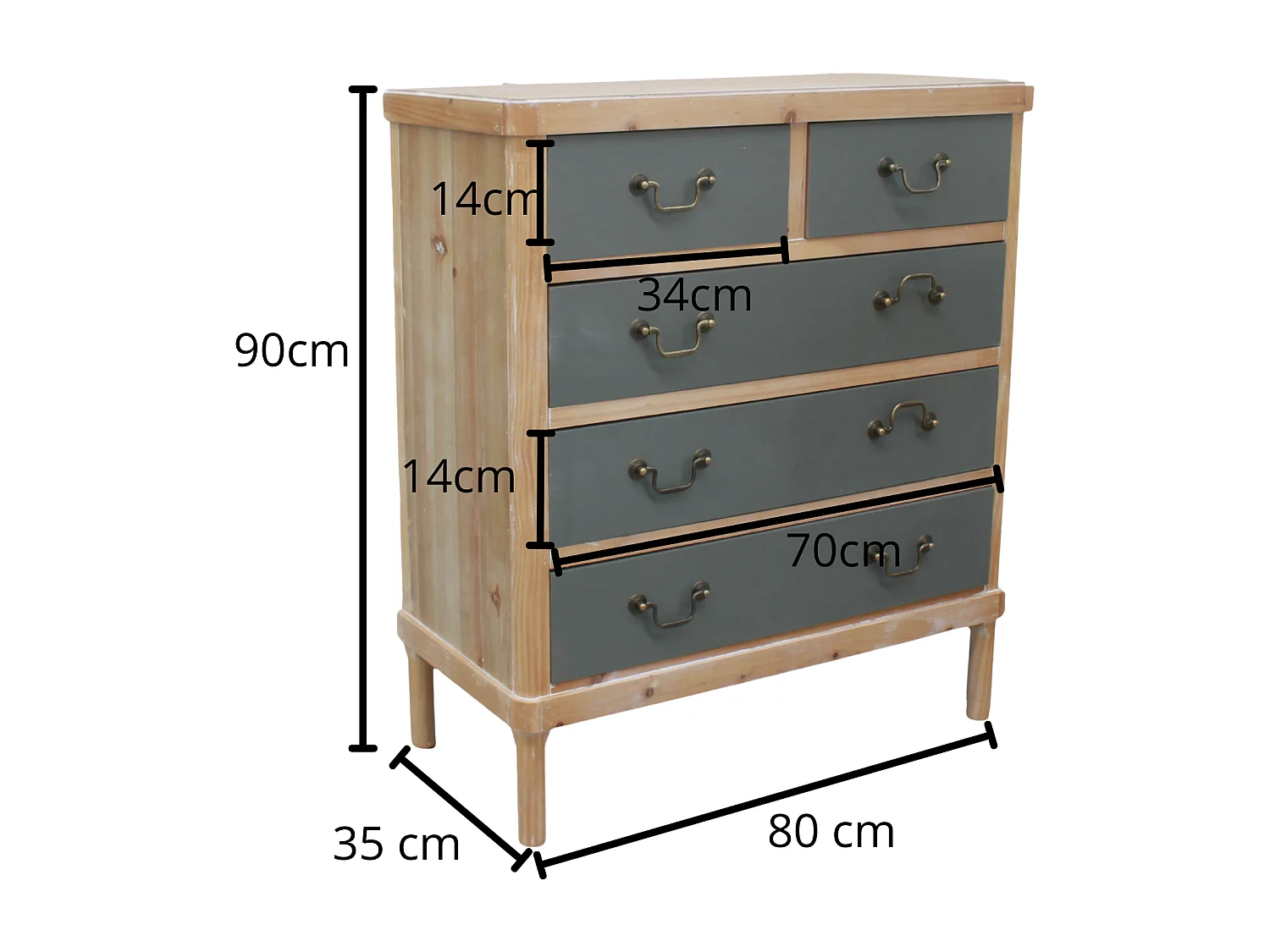 Comò “Elisabetta” colore Miele in legno di Pino e MDF