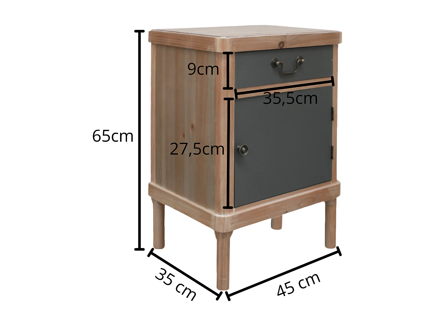 Comodino “Elisabetta” colore Miele in legno di Pino e MDF