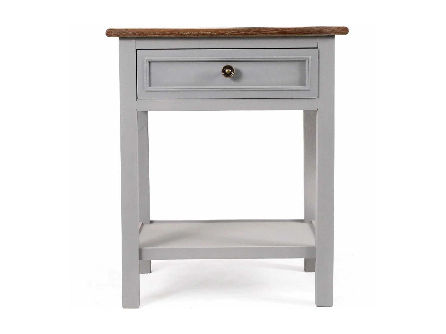 Comodino in legno di pino ed MDF “Vicenzo” con cassetto e ripiano