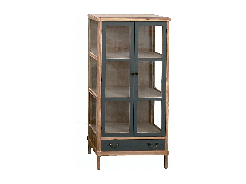 Vetrinetta “Elisabetta” in legno di Pino e MDF colore miele e grigio