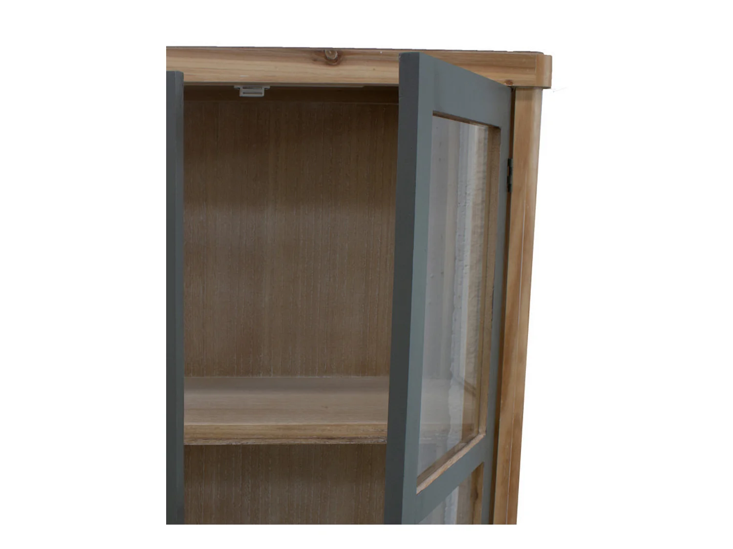 Vetrinetta “Elisabetta” in legno di Pino e MDF colore miele e grigio