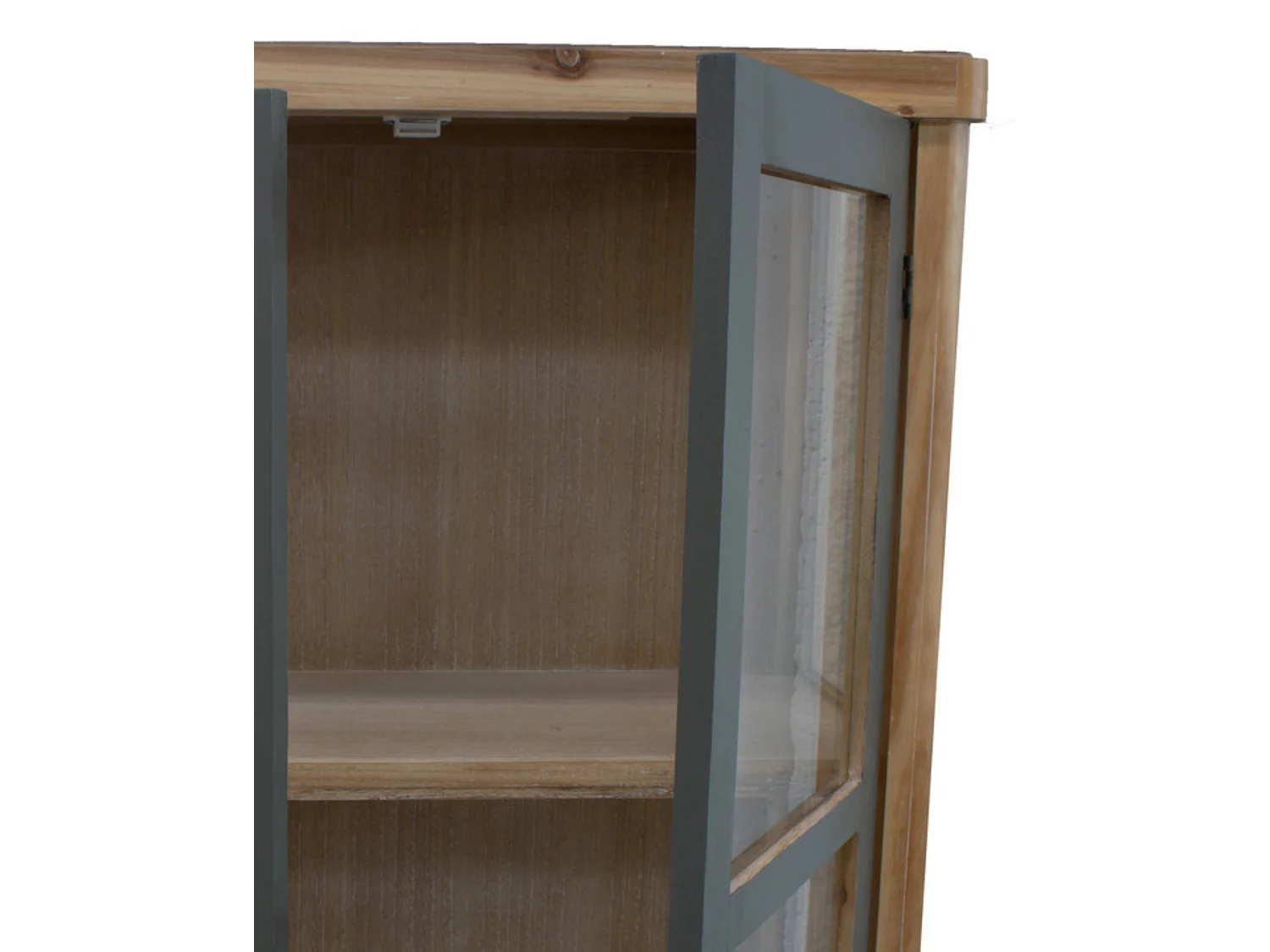 Vetrinetta “Elisabetta” in legno di Pino e MDF colore miele e grigio