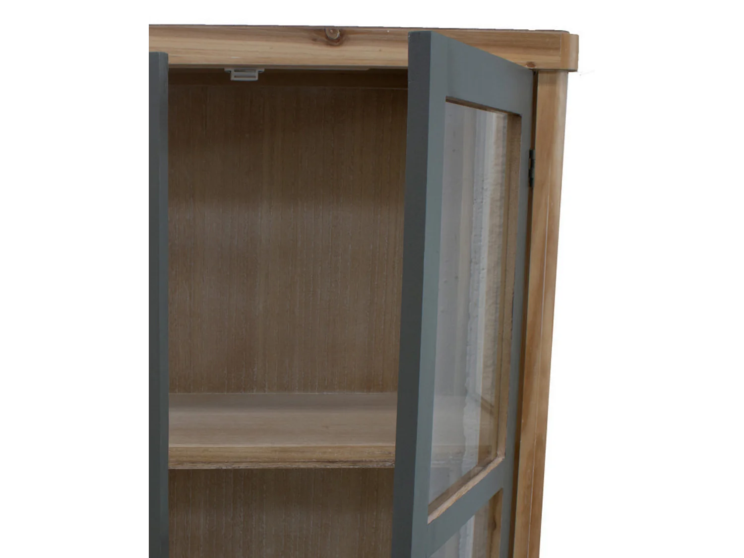 Vetrinetta “Elisabetta” in legno di Pino e MDF colore miele e grigio