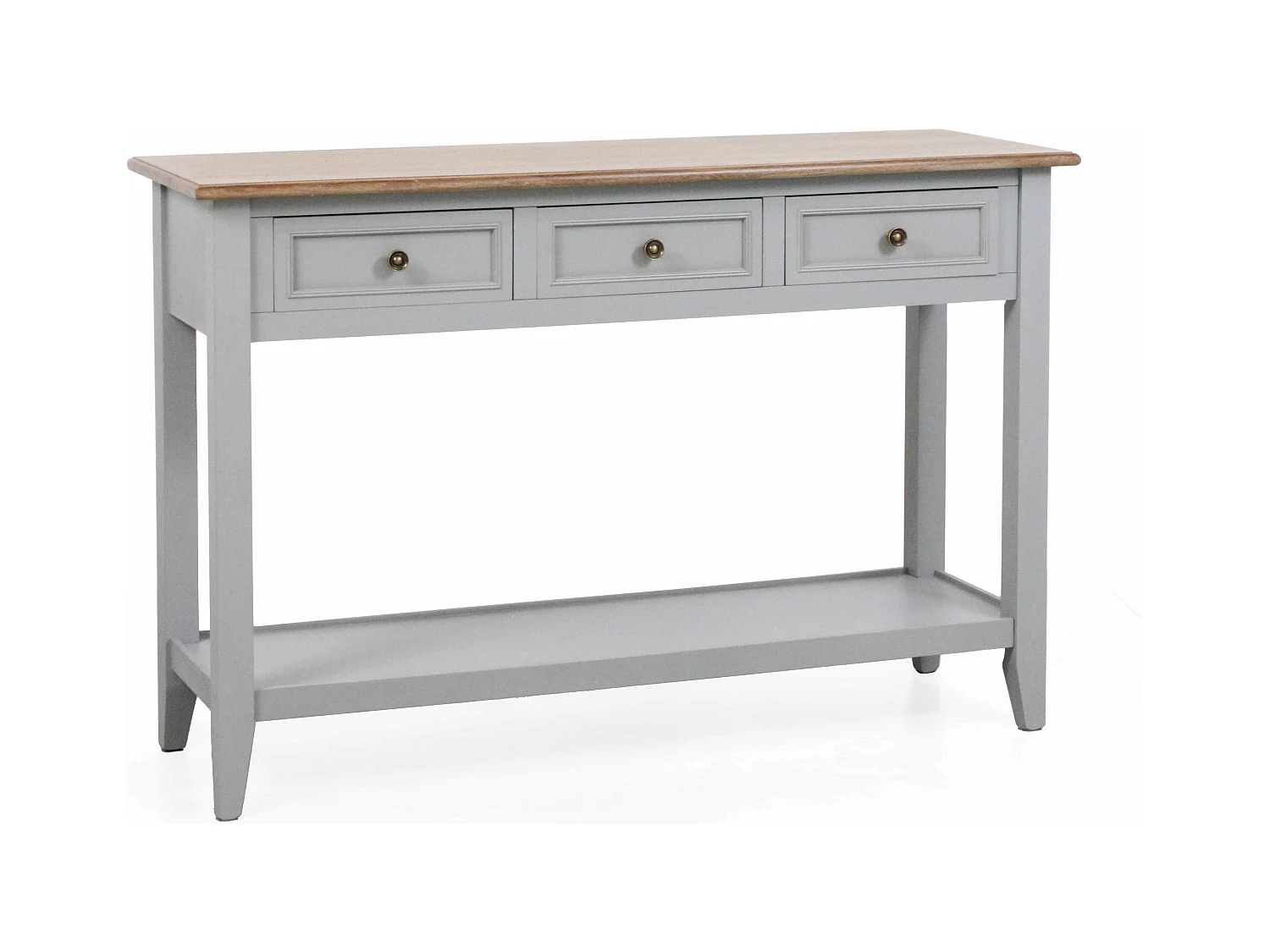 Consolle con 3 cassetti colore grigio in legno di pino “Vicenzo”