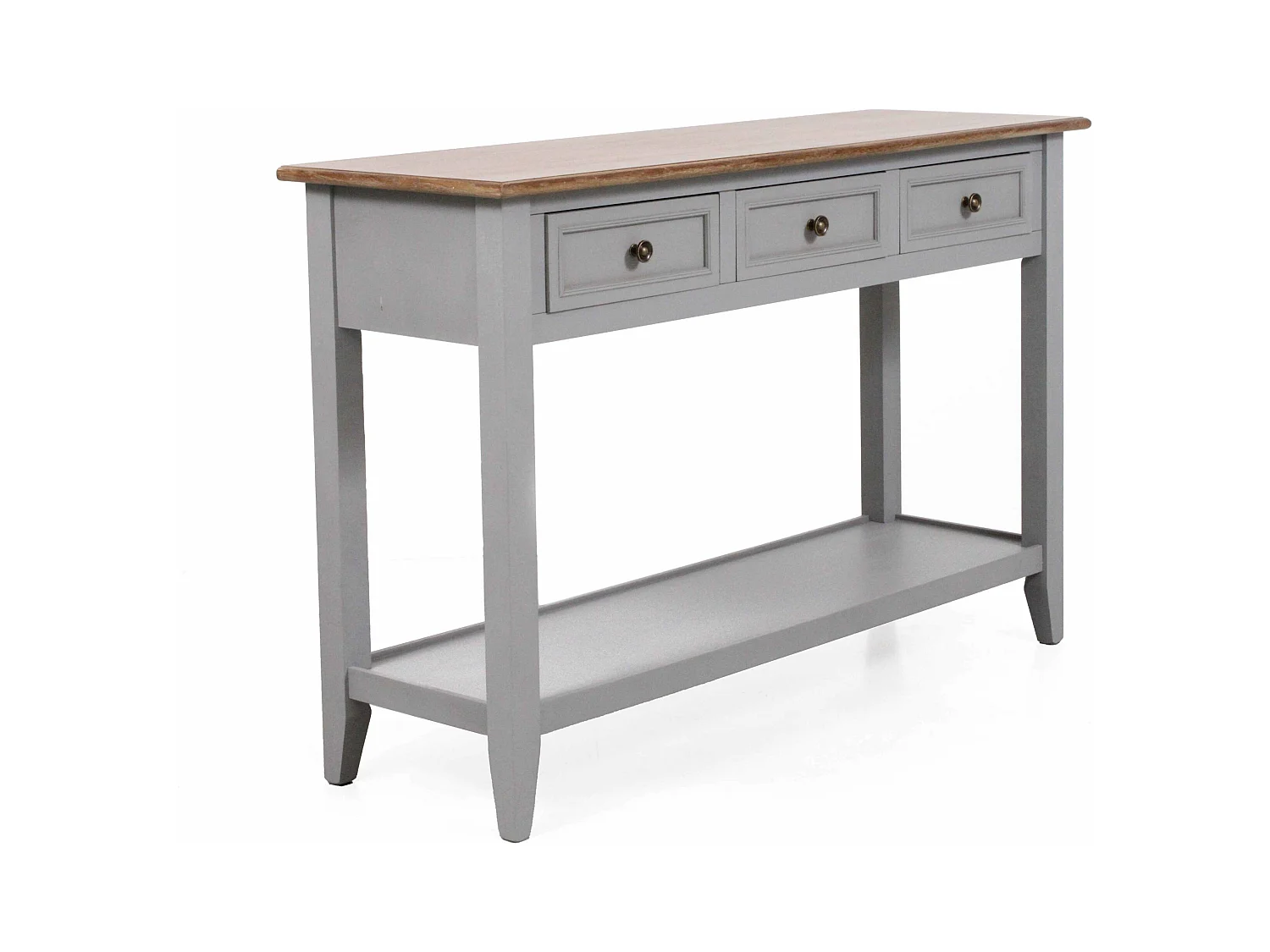 Consolle con 3 cassetti colore grigio in legno di pino “Vicenzo”