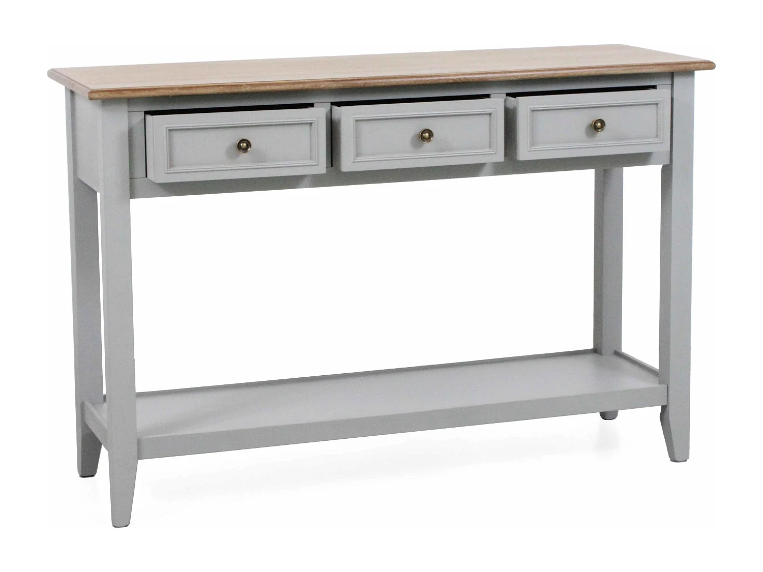 Consolle con 3 cassetti colore grigio in legno di pino “Vicenzo”