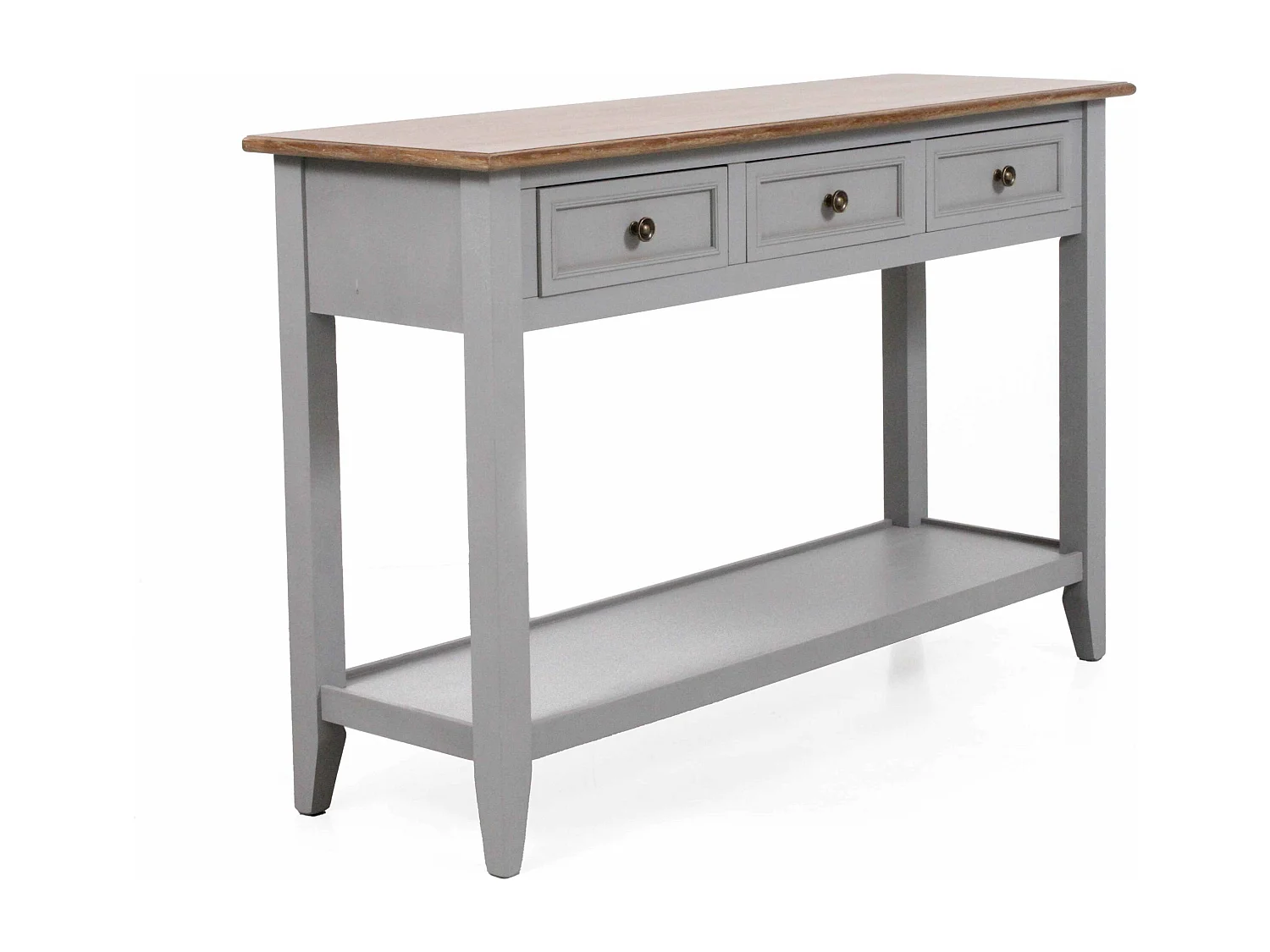 Consolle con 3 cassetti colore grigio in legno di pino “Vicenzo”