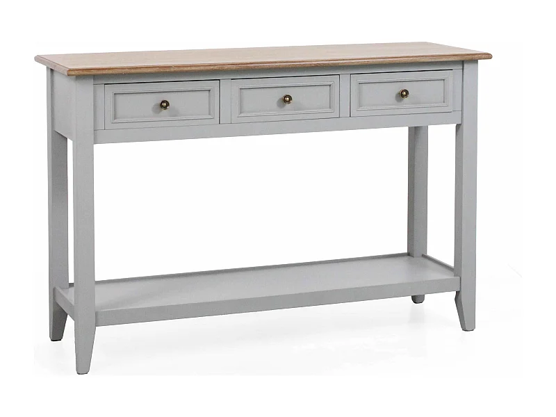 Consolle con 3 cassetti colore grigio in legno di pino “Vicenzo”