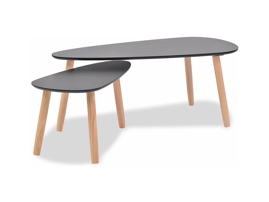 Ensemble de 2 tables basses en pin massif noir