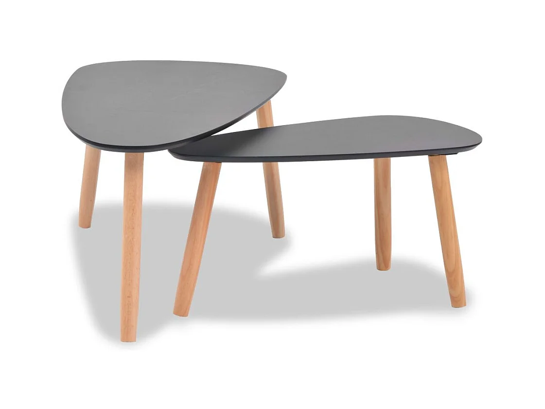 Ensemble de 2 tables basses en pin massif noir