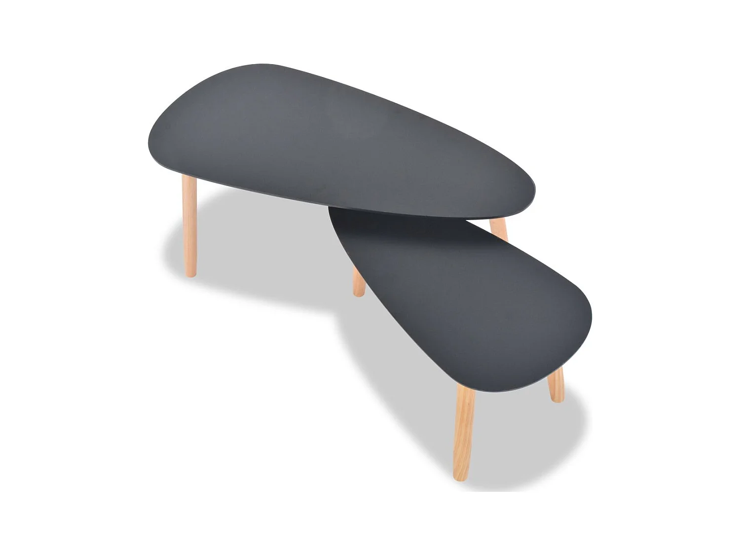 Ensemble de 2 tables basses en pin massif noir