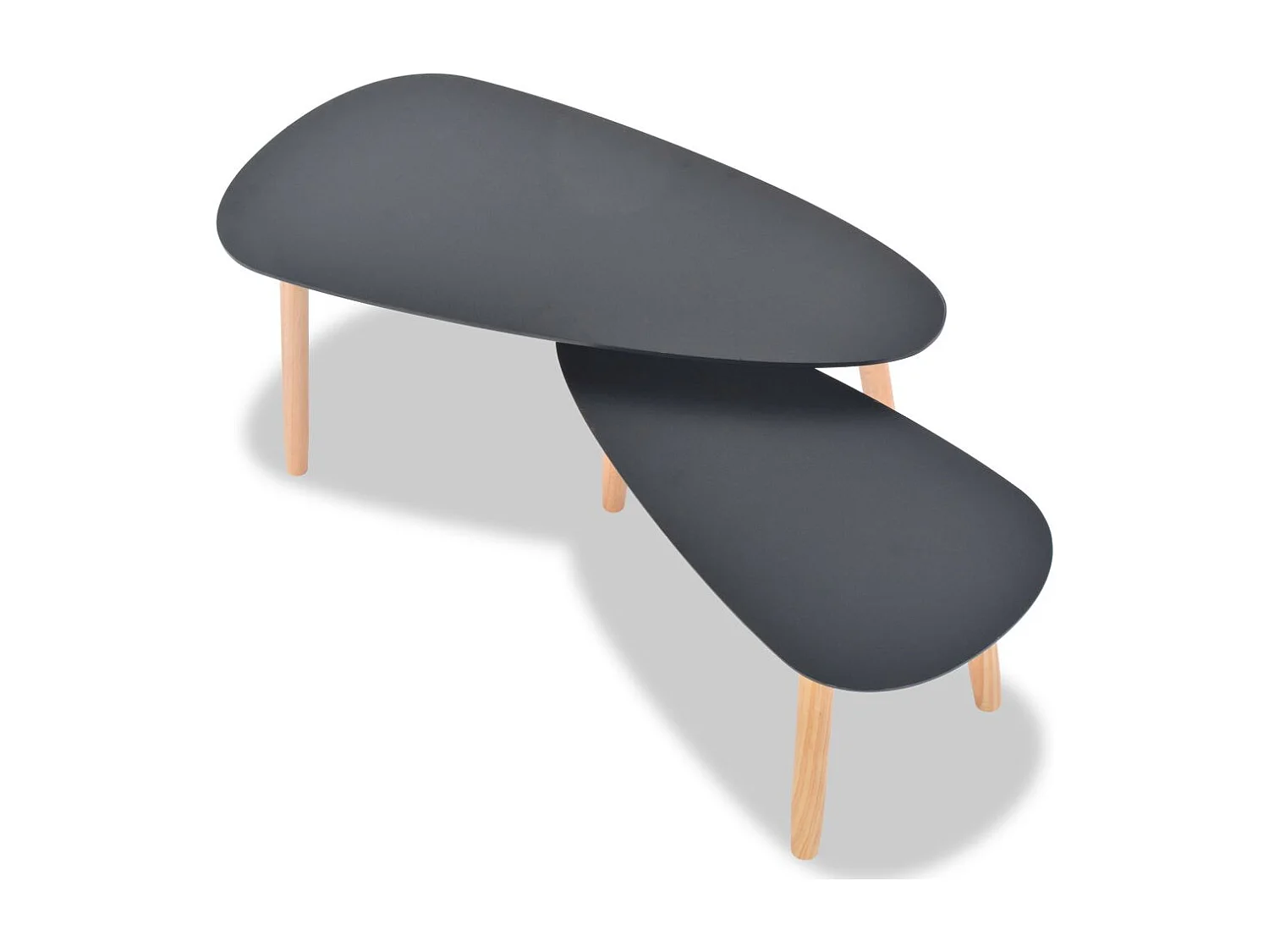 Ensemble de 2 tables basses en pin massif noir