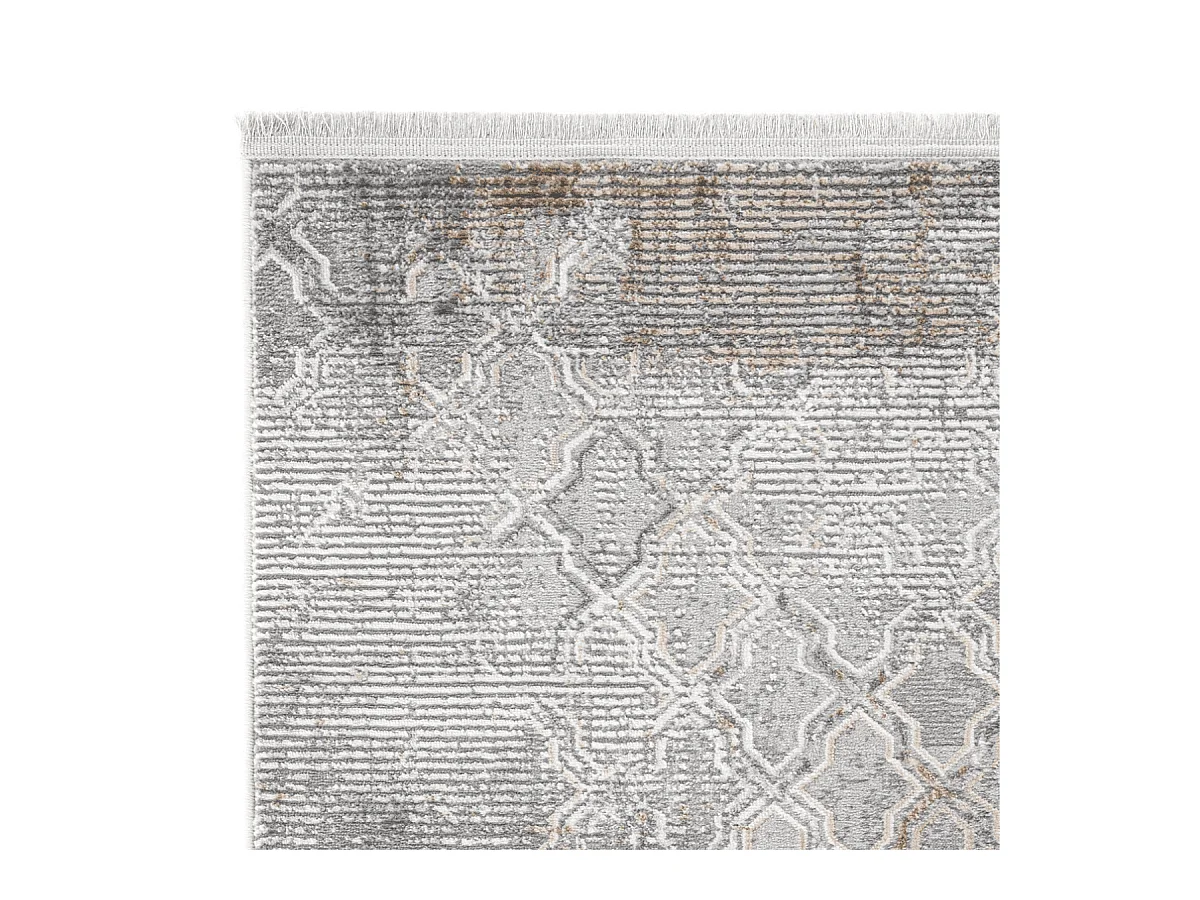 Tapis rectangulaire gris à motifs beiges et gris - VERONA