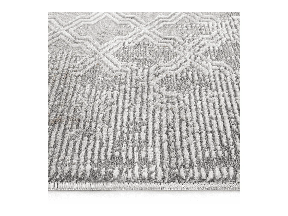 Tapis rectangulaire gris à motifs beiges et gris - VERONA