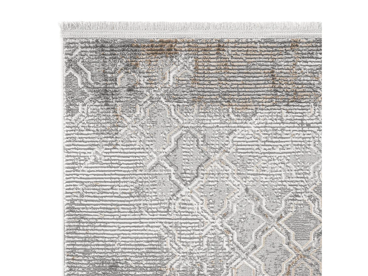 Tapis rectangulaire gris à motifs beiges et gris - VERONA