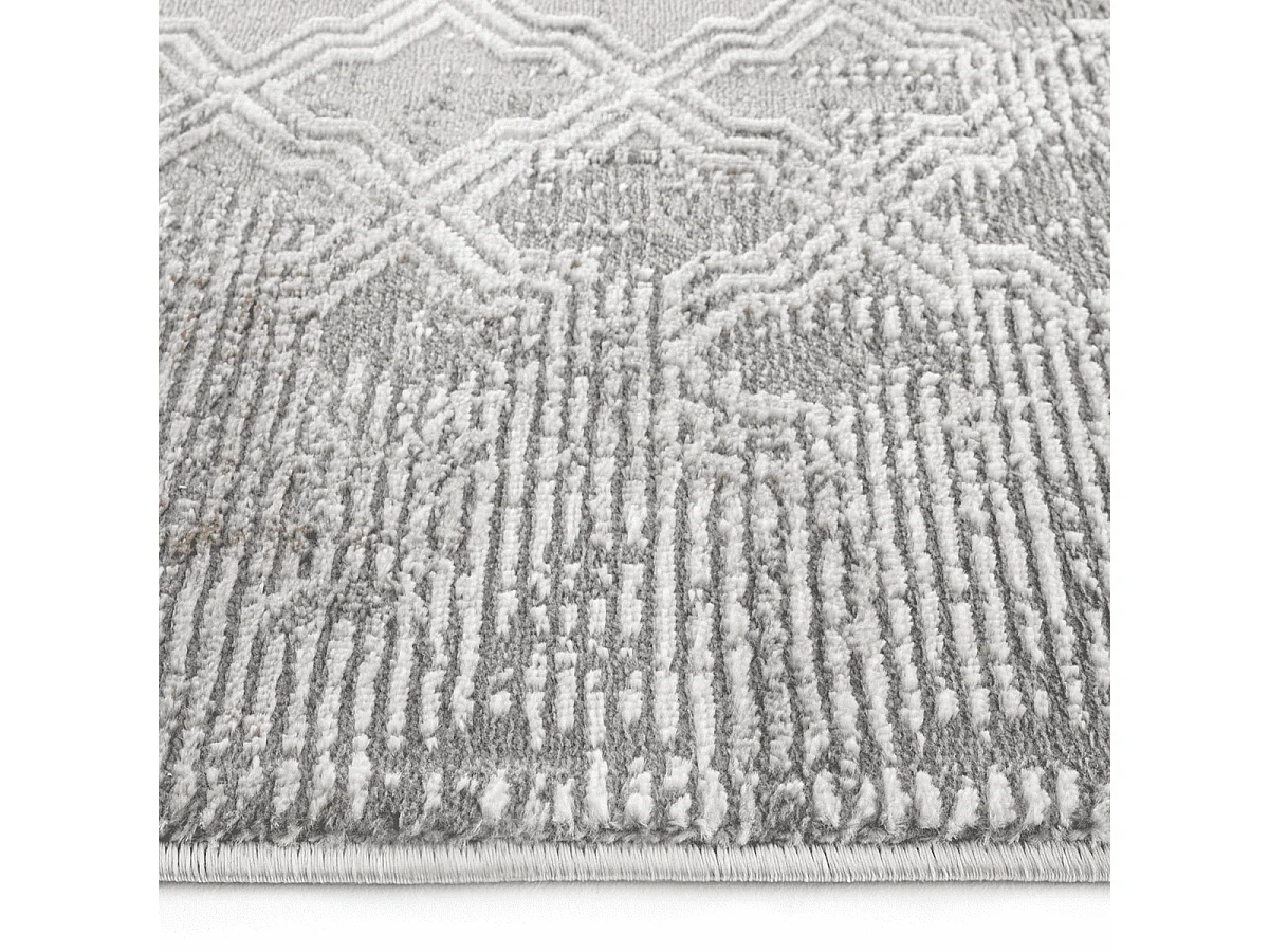 Tapis rectangulaire gris à motifs beiges et gris - VERONA