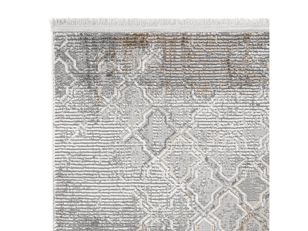 Tapis rectangulaire gris à motifs beiges et gris - VERONA