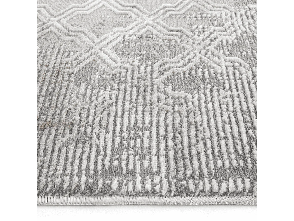 Tapis rectangulaire gris à motifs beiges et gris - VERONA