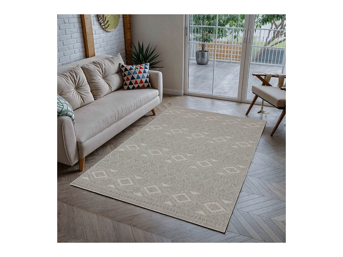 Tapis rectangulaire gris à motifs losanges gris - ASELYA