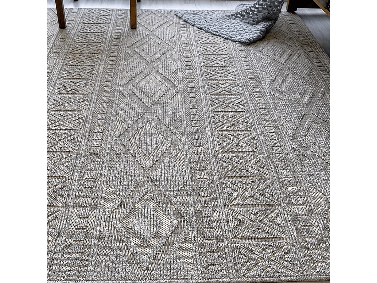 Tapis rectangulaire gris à motifs losanges gris - ASELYA