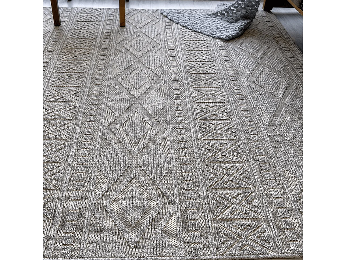 Teppich rechteckig mit grauem Rautenmuster - ASELYA