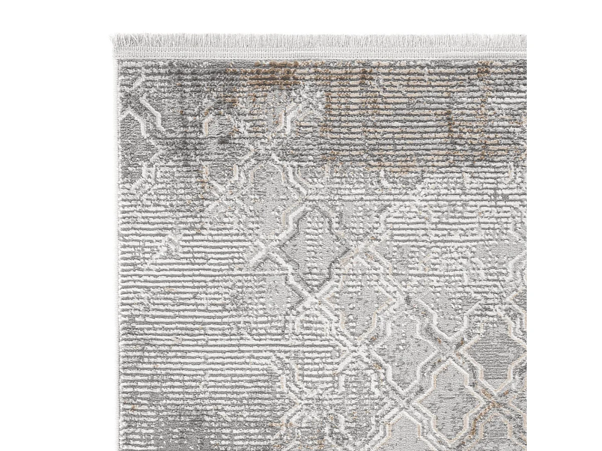 Tapis rectangulaire gris à motifs beiges et gris - VERONA