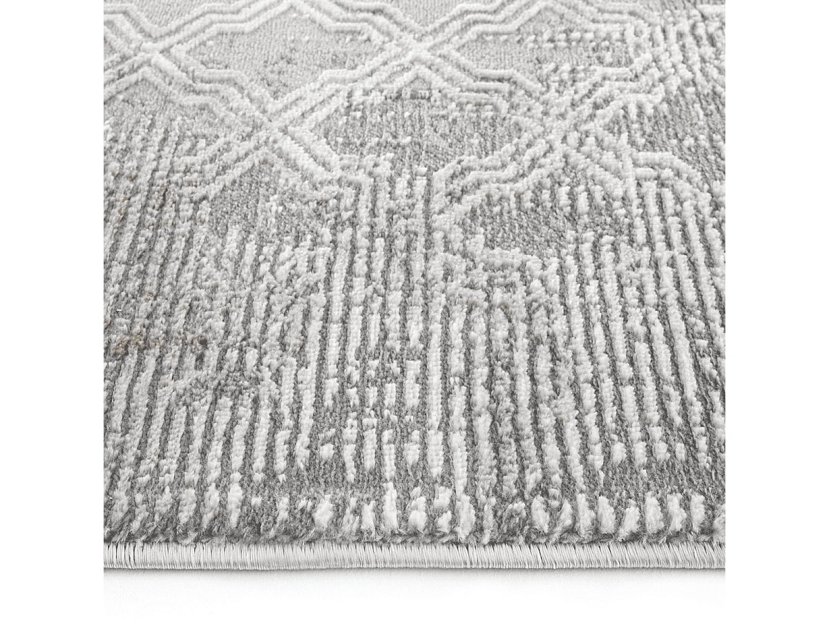 Tapis rectangulaire gris à motifs beiges et gris - VERONA