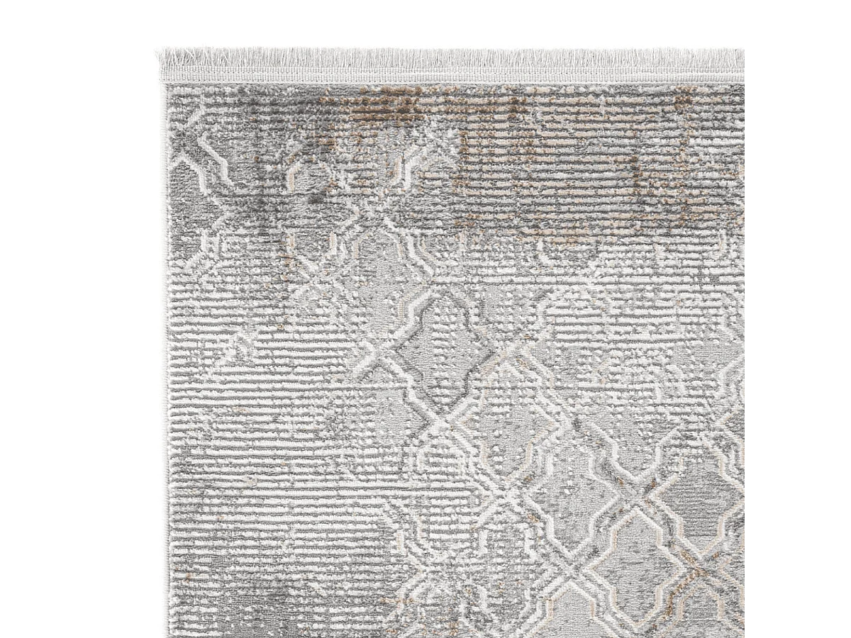 Tapis rectangulaire gris à motifs beiges et gris - VERONA