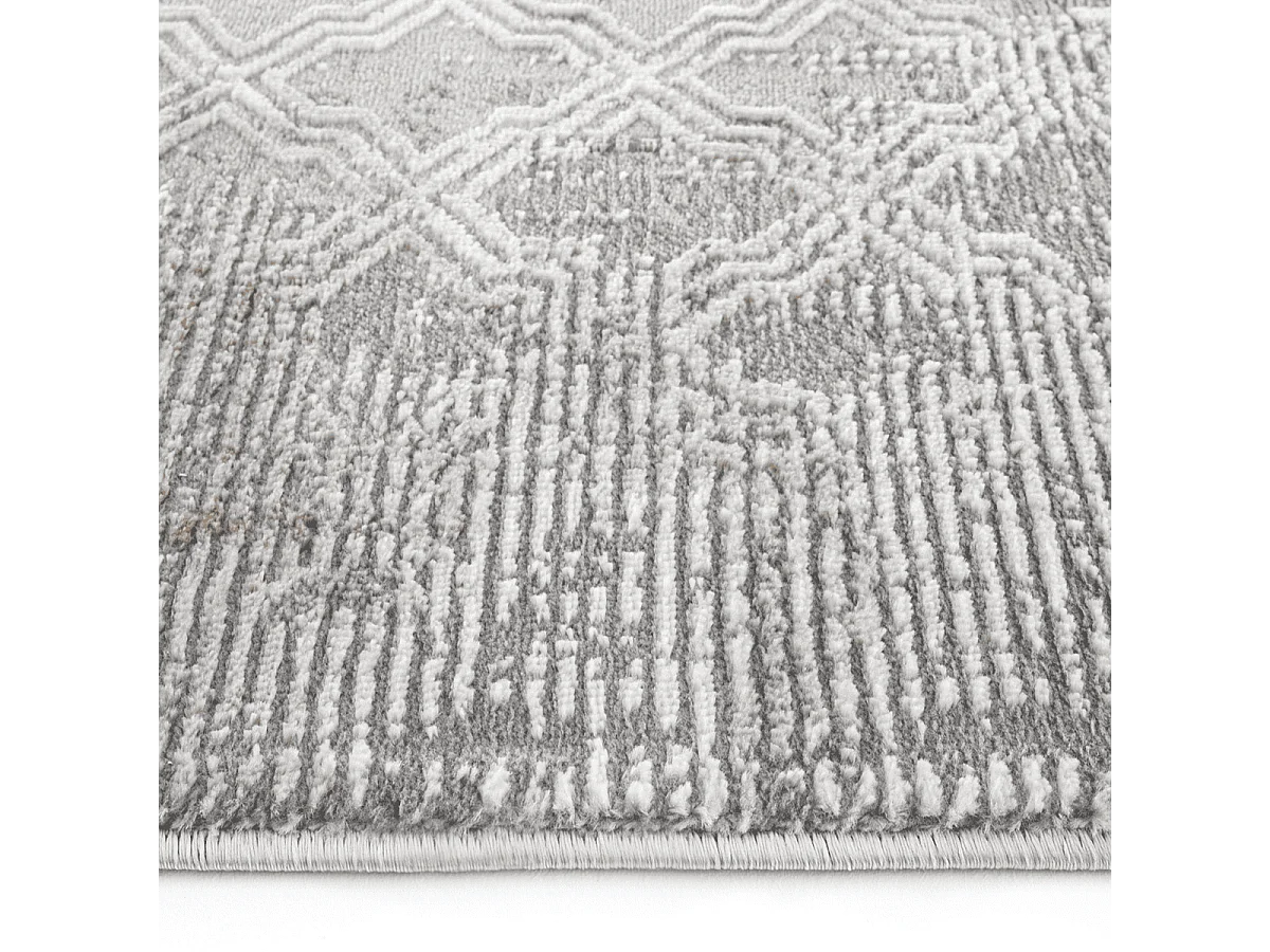 Tapis rectangulaire gris à motifs beiges et gris - VERONA