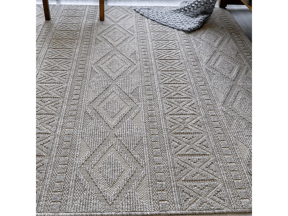 Tapis rectangulaire gris à motifs losanges gris - ASELYA