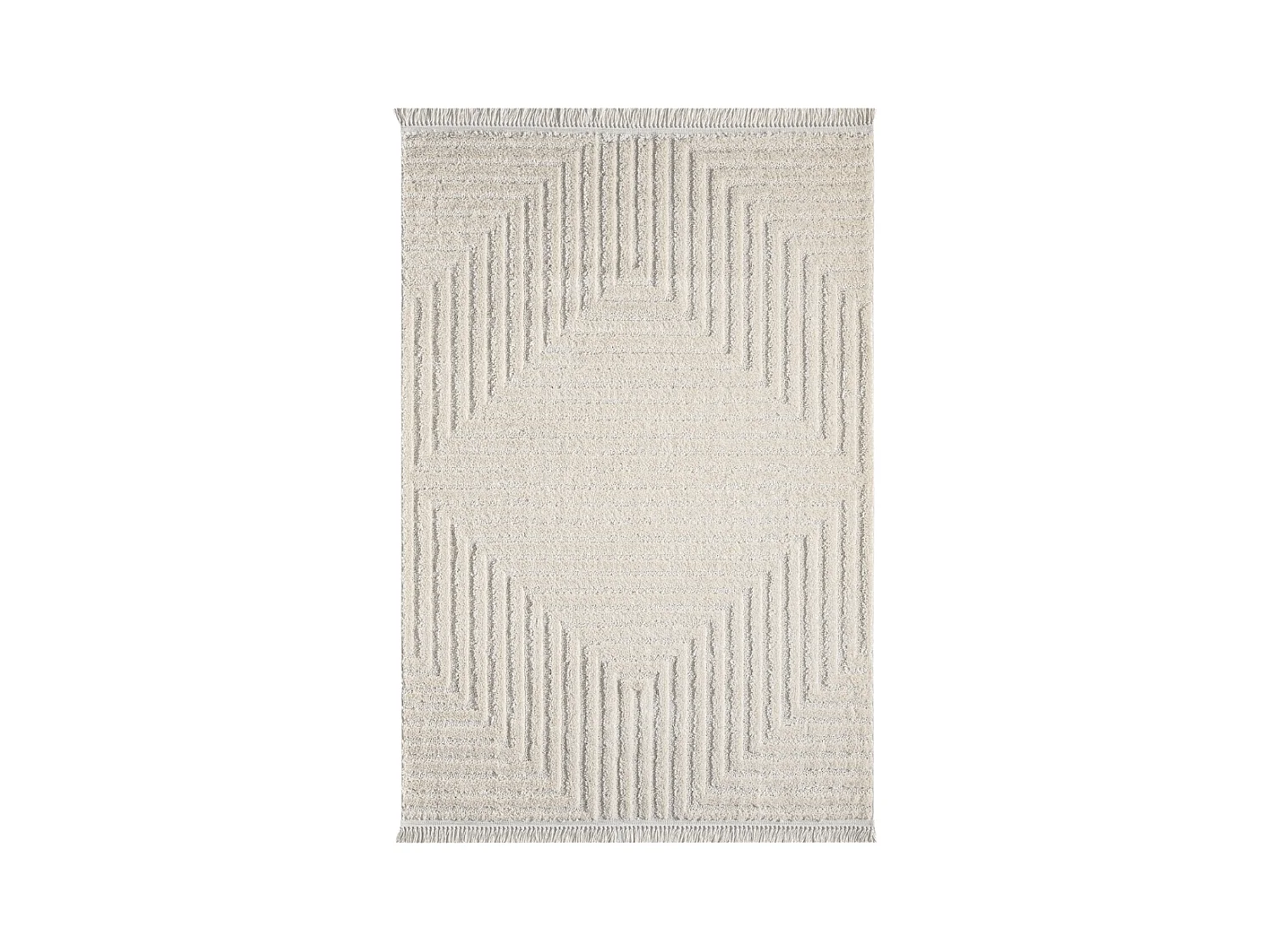 Tappeto rettangolare con motivi incisi crema - FASELIS