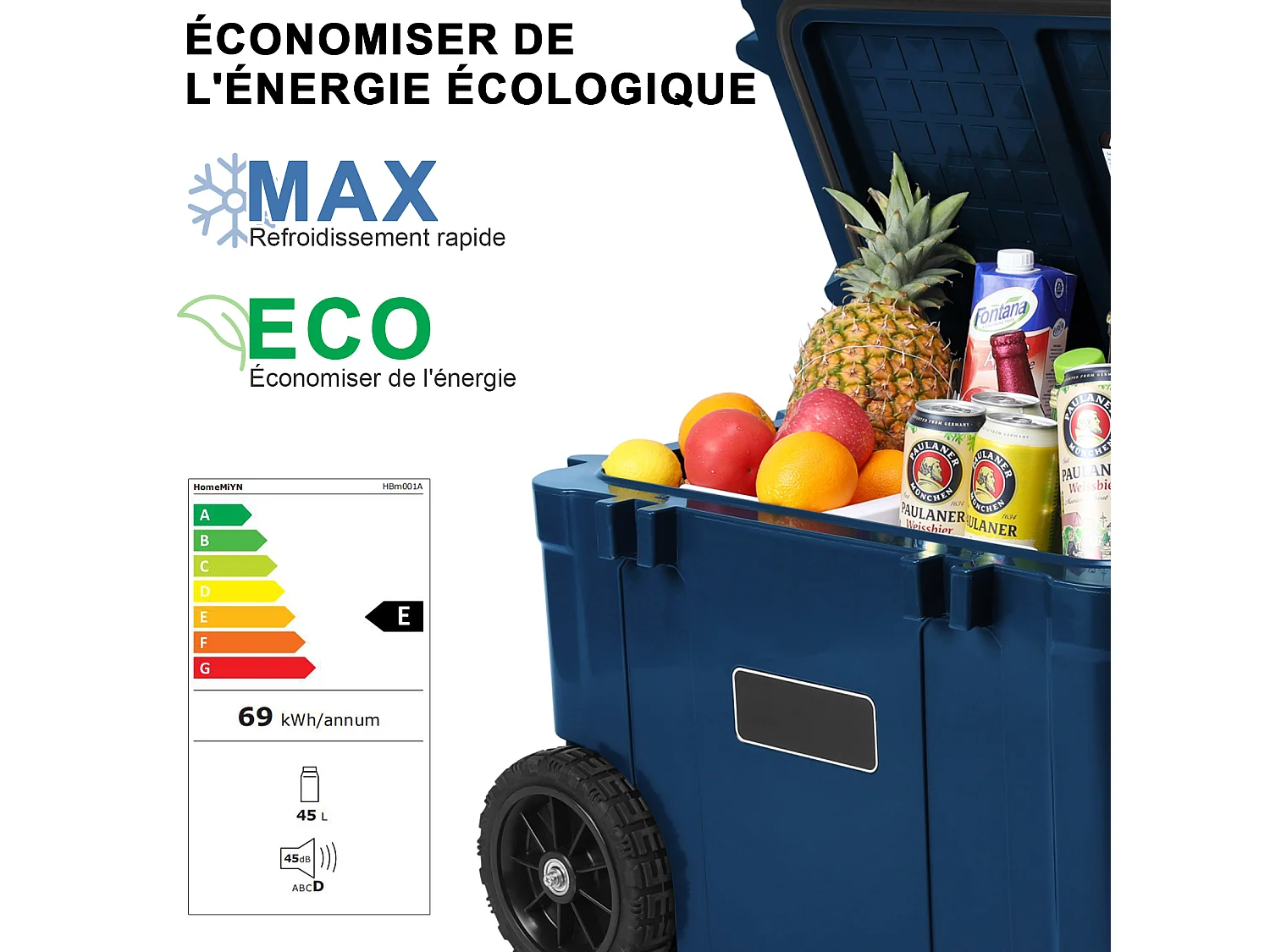 Glacière à compresseur 45 L - Réfrigérateur de voiture avec double contrôle de température